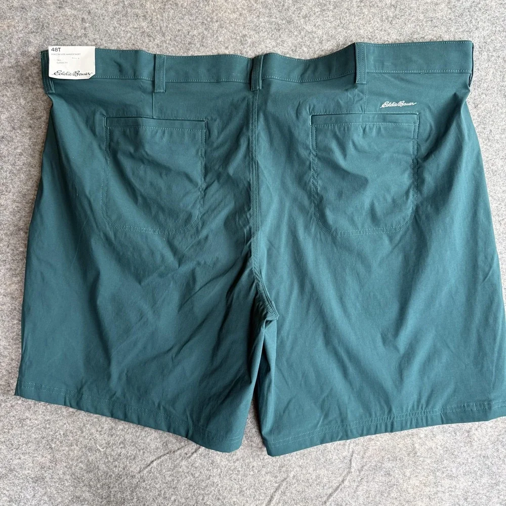 Eddie Bauer Shorts Mens 48T Tall Green Chino Horizon Guide Wander 9 Inseam Hikin